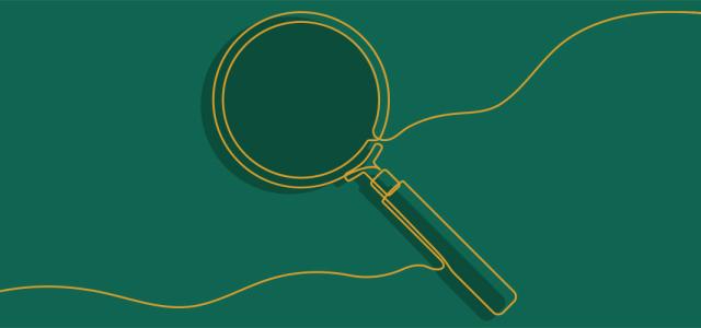 magnifying glass on green background